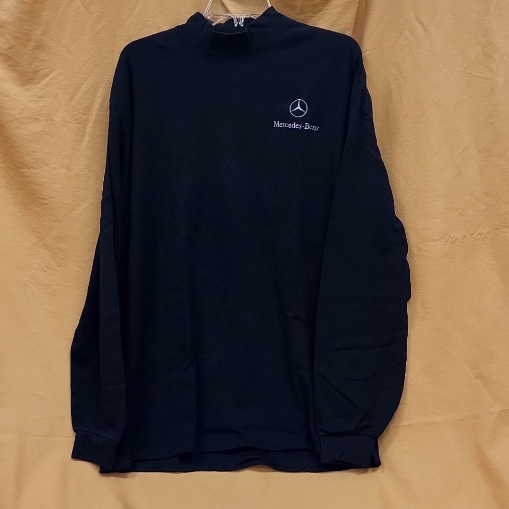 New Mercedes-Benz Mens Black Mock Turtleneck, Large